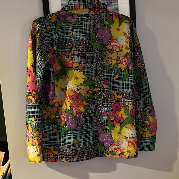 70s Garden Patterned “Dagger” Collar Blouse - Picture 2 of 3